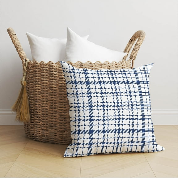 Liz Plaid Navy Throw Pillow