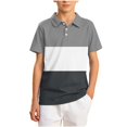 thumbnail image 2 of Ynynloco Boys Short Sleeve Pique Golf Shirts Kids Breathable Color Block School Uniform Shirt for Casual Daily Wear 5-15 Years, 2 of 8