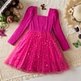 thumbnail image 5 of Razzly Toddler Girls Long Sleeve Dress with Bow Star Sequin Netting Holiday Party Formal Occasion Winter Fall Outfit for Toddler Kids 3-7 Years(Hot Pink,2-3 Years), 5 of 8