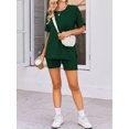 thumbnail image 4 of Weardear Maternity Sets 2 Piece Outfits Drop Shoulder Short Sleeve Split Side Shirts and Biker Shorts Summer Pregnancy Clothes, 4 of 6