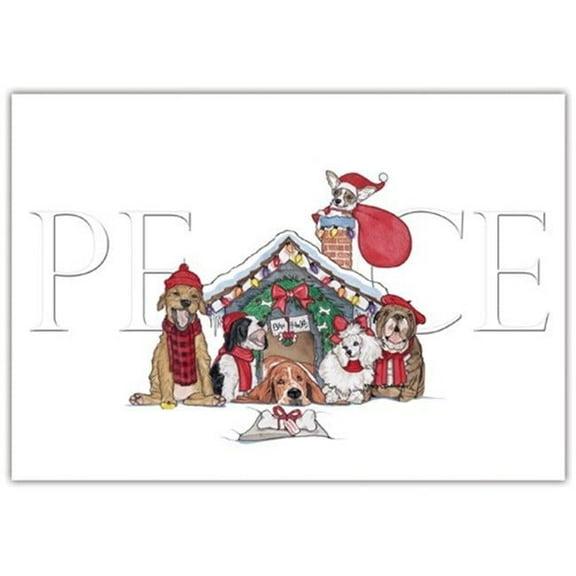 Pipsqueak Productions  Howliday Peace Mix Dog Holiday Christmas Boxed Cards - Pack of 10