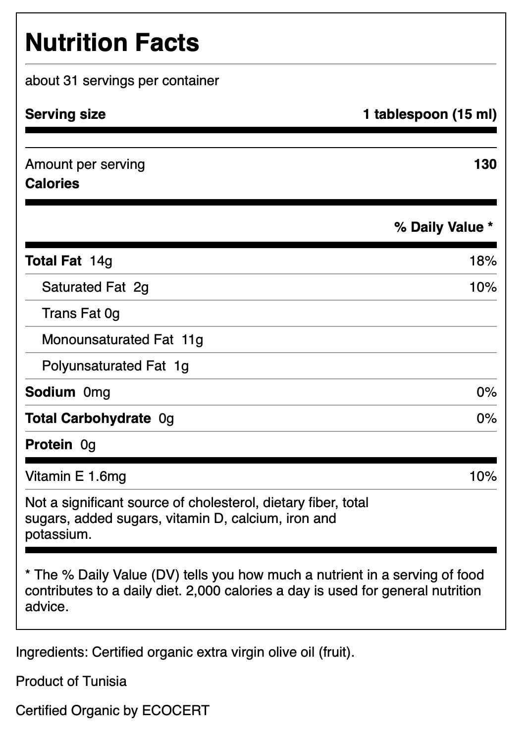 Swanson Certified 100% Organic Extra Virgin Olive Oil, Cold Pressed