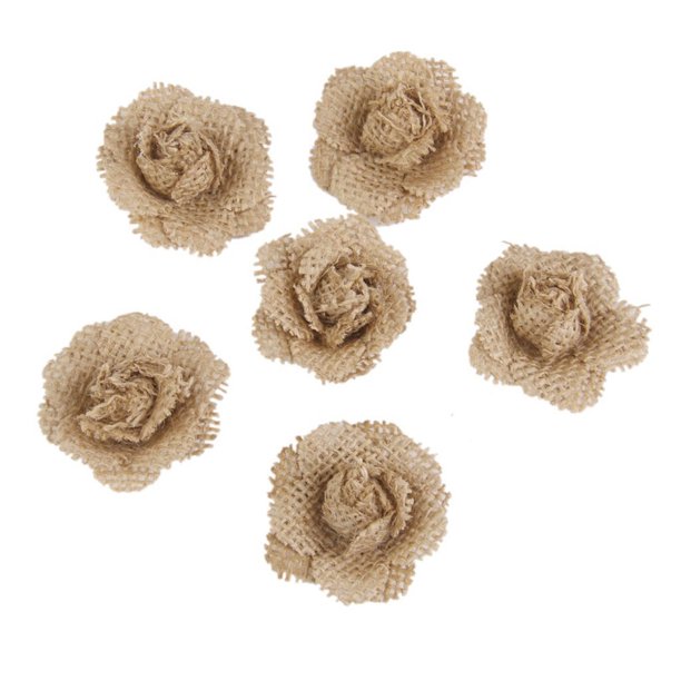 KAKOWELY 6 rosas de arpillera para decoración navideña y de boda (marrón)