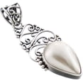 thumbnail image 2 of Teardrop White Mabe Cultured Pearl Filigree Handmade 925 Sterling Silver Pendant, 1 7/8", 2 of 3