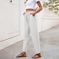 thumbnail image 2 of Wutalume Women's High Waist Linen Wide Leg Pants, Loose Casual Trousers with Slimming Effect for Summer, Breathable Lightweight,Ideal for Beach and City,White L, 2 of 8