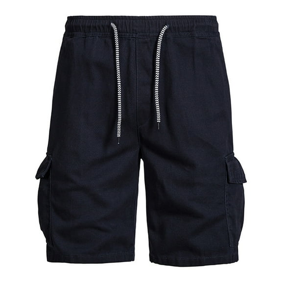 cfhntfmh Mens Cargo Shorts Trendy Drawstring Elastic Waist Stretch Cotton Shorts Summer Work Shorts with Side Pockets