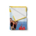 thumbnail image 2 of Funny Soft Flannel Fleece Blanket, Dog Friends Sitting at Bar Next to Sea with Cocktails and Tropic Summer Accessories, Cozy Plush for Indoor and Outdoor Use, 60" x 80", Multicolor, by Ambesonne, 2 of 5