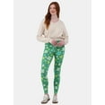 thumbnail image 2 of No Boundaries St. Patrick’s Clover Print High-Rise Ankle Leggings, 27” Inseam, Women’s and Women’s Plus, 2 of 5