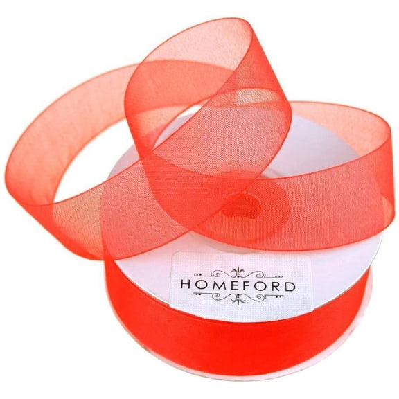 Sheer Organza Ribbon, 7/8-inch, 25-yard, Coral