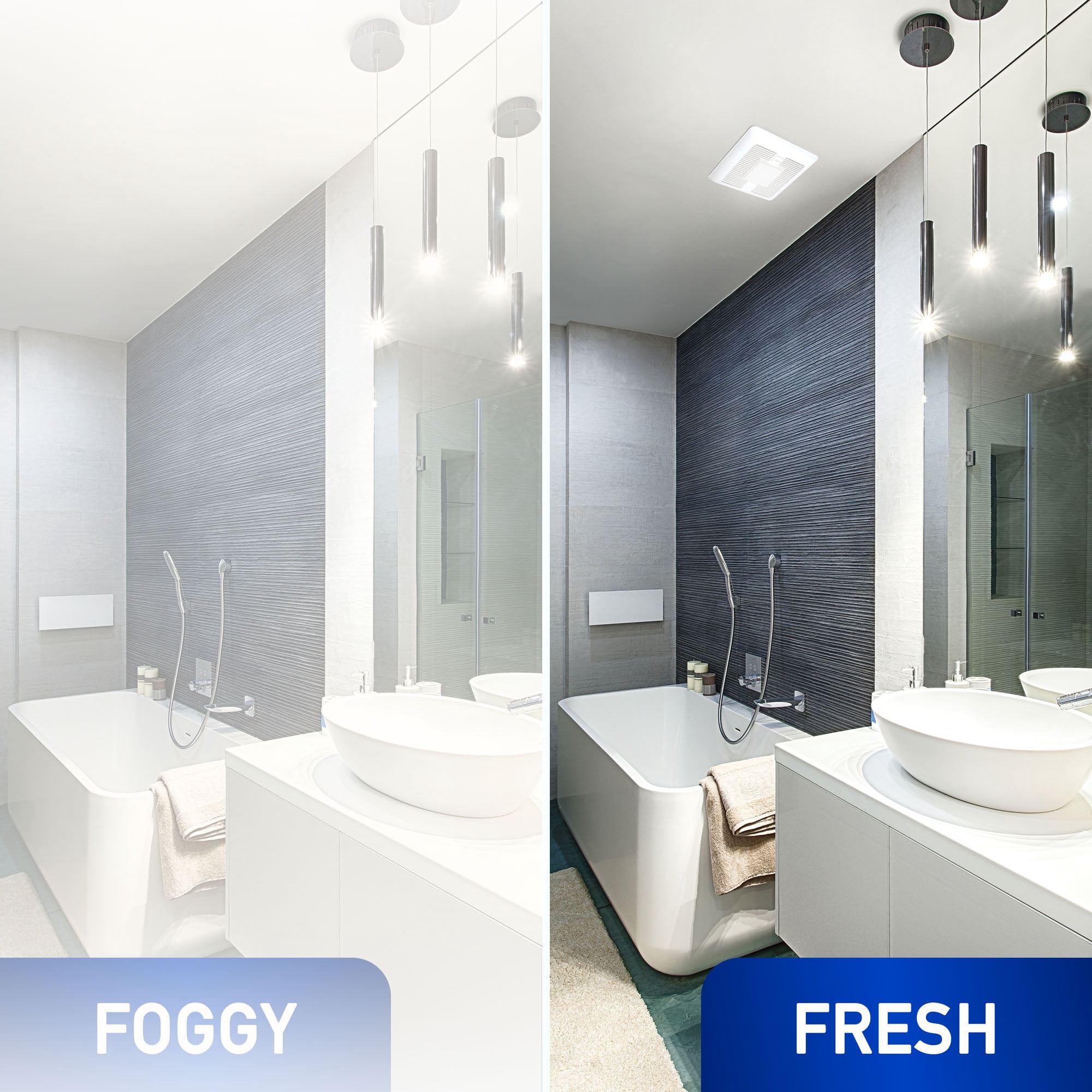 Panasonic WhisperValue Ceiling/Wall Mount Bathroom Exhaust Fan with Dimmable LED Light, 50-80-100 CFM, FV-0510VSL1