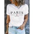 thumbnail image 2 of Camiseta con estampado PARIS, manga corta, cuello redondo, informal, para verano y primavera, para mujer, para adultos, hombres, mujeres, adolescentes, jóvenes, deportiva, informal., 2 of 7
