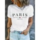 thumbnail image 1 of Camiseta con estampado PARIS, manga corta, cuello redondo, informal, para verano y primavera, para mujer, para adultos, hombres, mujeres, adolescentes, jóvenes., 1 of 4