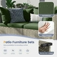 thumbnail image 5 of Techmilly 5 Pieces Patio Sectional Sofa PE Rattan Wicker Conversation Sets with Cushions and Glass Table(Green), 5 of 8