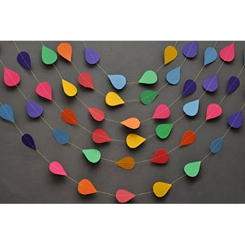 Rainbow Raindrop Garland Paper Raindrops Raindrop Paper Garland Nursery Decor April Showers Spring Garland Raindrop Baby Shower