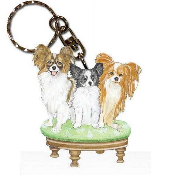 Papillon Keychain, Souvenir Key Holder, Dog Charm Tag, Pet Key Rings Craft Ornaments, Wooden Die-Cut