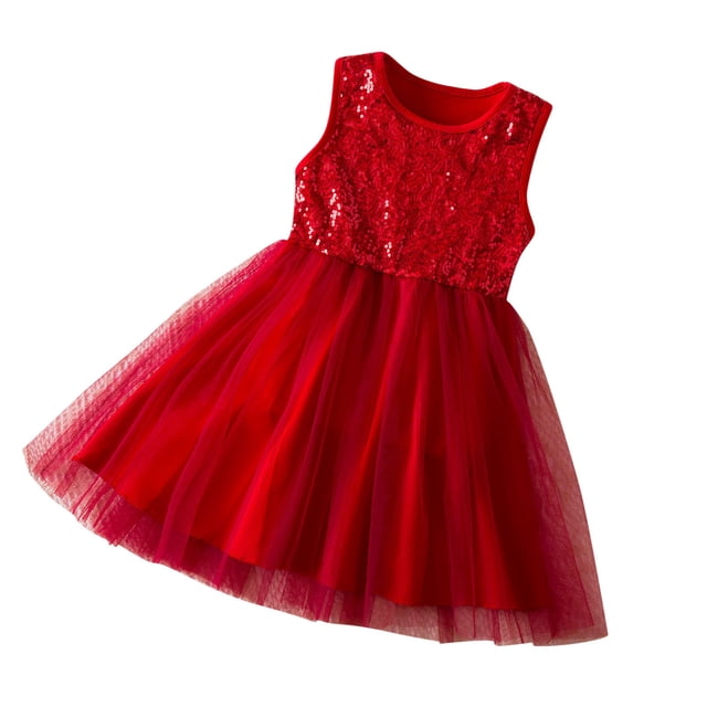 WRKEKC Robes d'Été pour Filles, Robe Décontractée pour Filles, Robe d'Été Sans Manches à Volants en Dentelle Col Rond Broderie en Maille Princesse avec Nœud 3 Ans