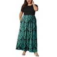 thumbnail image 4 of TARAINYA Women Plus Size Summer Short Sleeve Maxi Dress Casual Loose Long Dress with Pockets Round Neck Elastic Waist Solid Floral, 4 of 8
