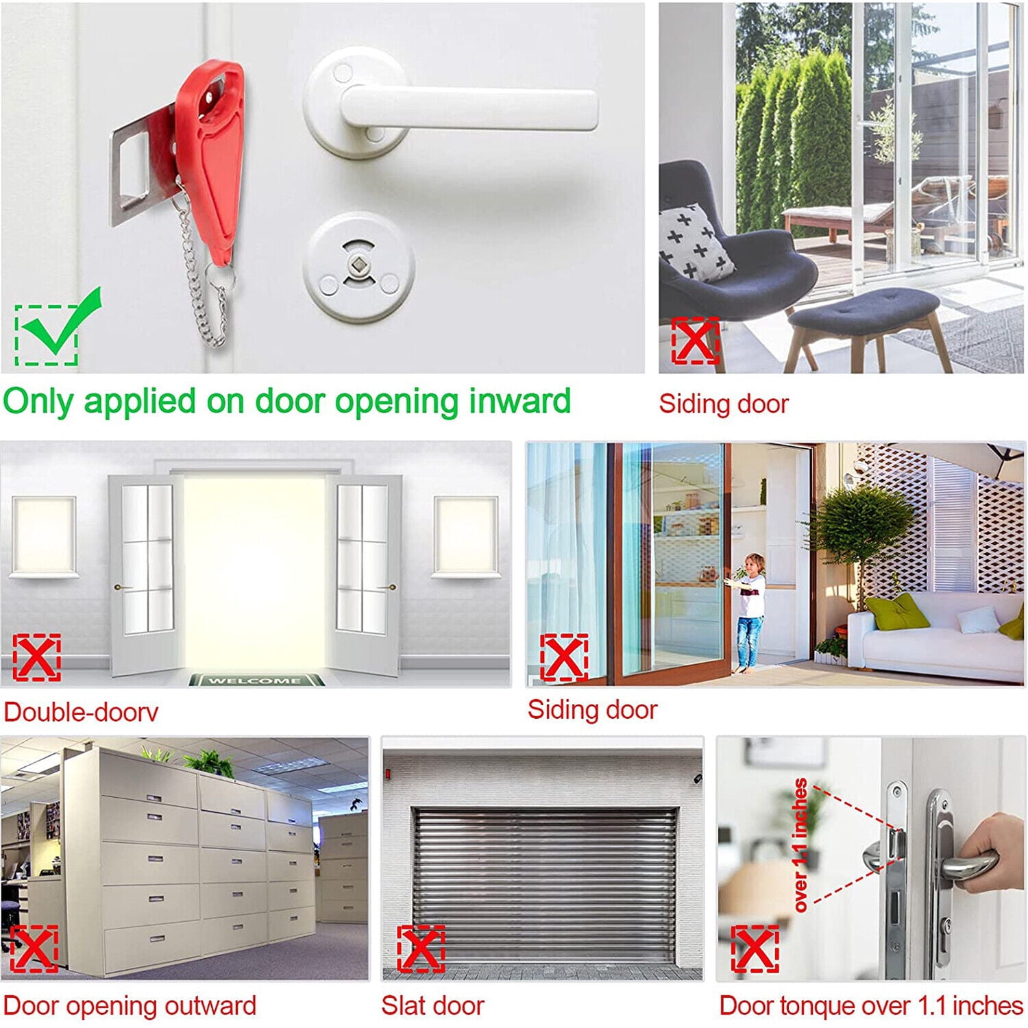Douevo Portable Door Stop Alarm & Travel Door Lock – 2-in-1 Security For Hotel, Home, No Install
