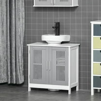 GVN Bathroom Storage Cabinet, Bathroom Floor Cabinet,Under Sink Pedestal Storage Bathroom Cabinet, Grey White