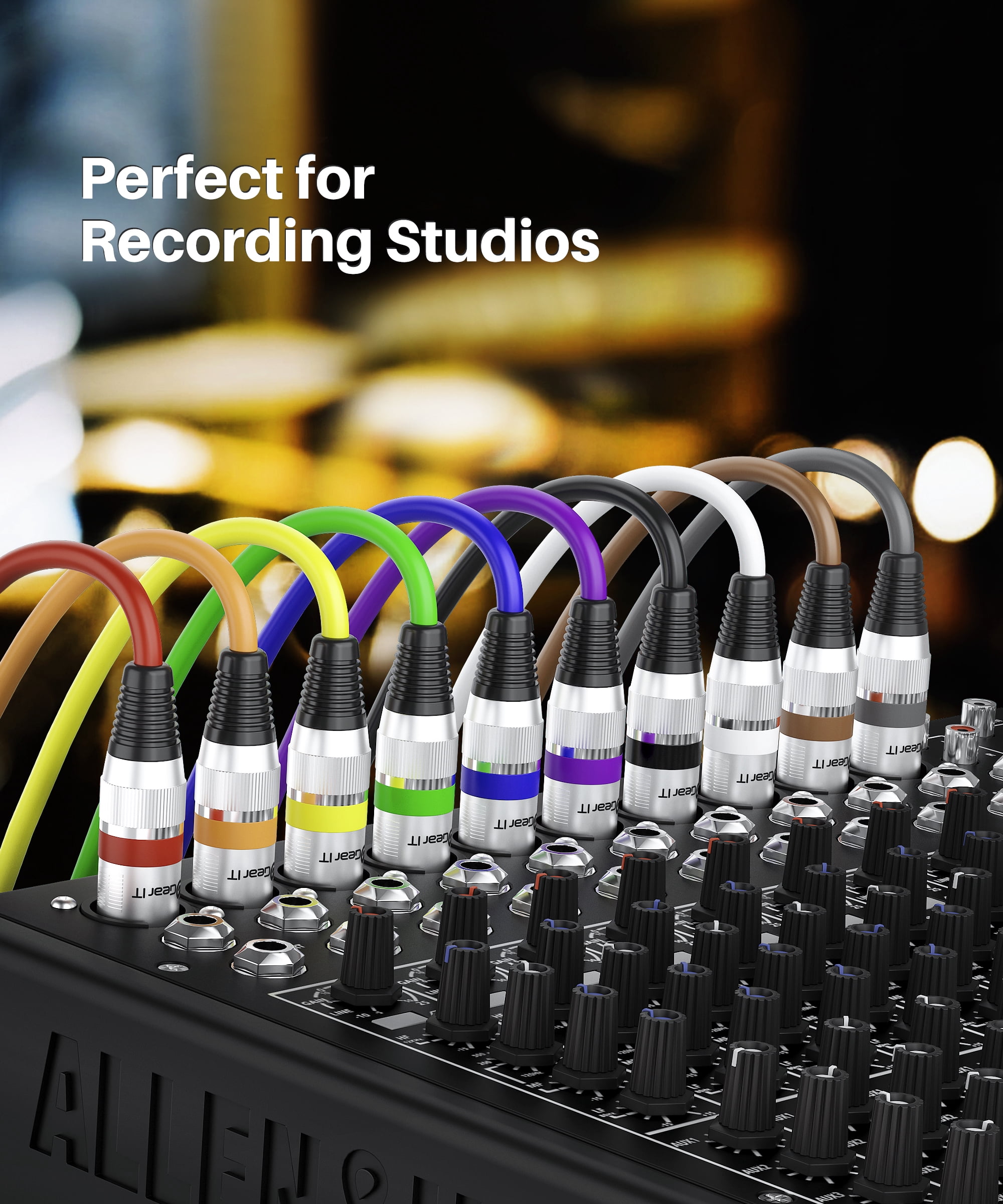 GearIT XLR to XLR Microphone Cable (15 Feet, 6 Pack) XLR Male to Female Mic Cable 3-Pin Balanced Shielded XLR Cable for Mic Mixer, Recording Studio, Podcast - Multi Colored, 15Ft, 6 Pack