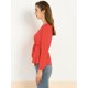 thumbnail image 4 of Allegra K Blusa Top Manga Larga Cuello En V Lazo Delantero Color Sólido Para Mujeres Naranja L, 4 of 6