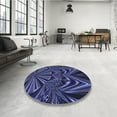 thumbnail image 3 of Ahgly Company Indoor Round Patterned Night Blue Area Rugs, 4' Round, 3 of 6