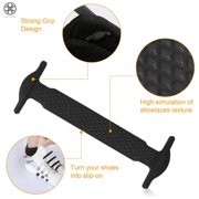 Luxtrada 1Pair Easy No Tie Elastic Shoe Lace Silicone Trainers Shoes Adults Shoelaces (Black)
