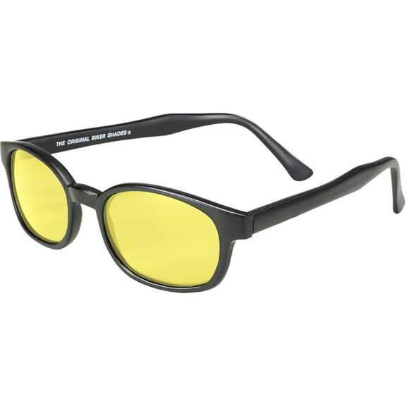 Pacific Coast Sunglasses X-KD's Biker Sunglasses Matte Black Frames & Yellow Lens