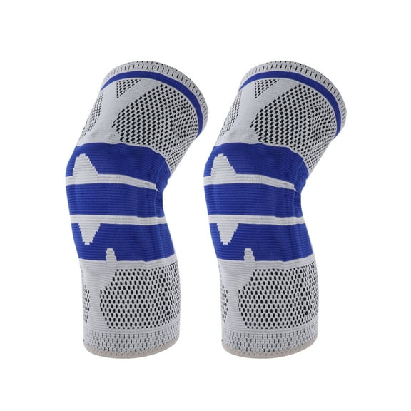 Unique Bargains 1 Pc Horizontal Stripes Knee Pads for Sports Gray, Blue Medium