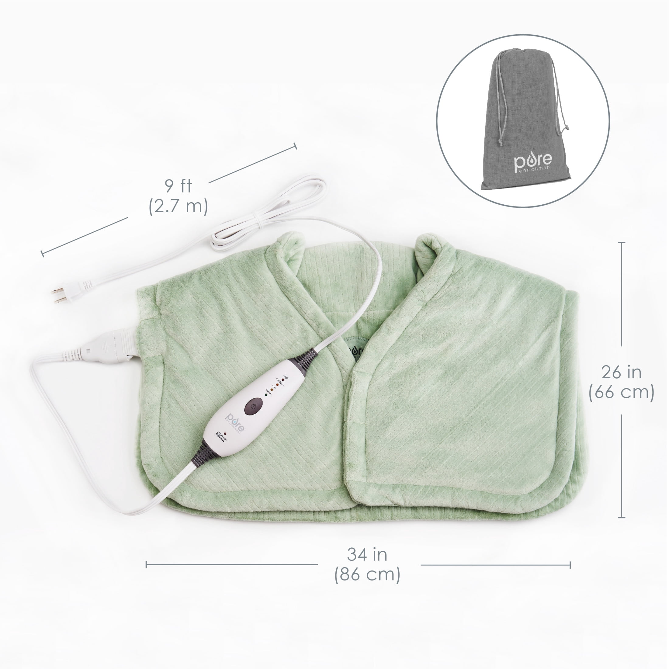 Pure Enrichment WeightedWarmth Weighted Neck and Shoulder Heating Pad - 5.5 lbs, 4 Heat Settings, BPA-Free Non-Toxic Beads, and Soft Micromink — Ideal for Neck, Shoulder, and Upper Back Pain (Jade)