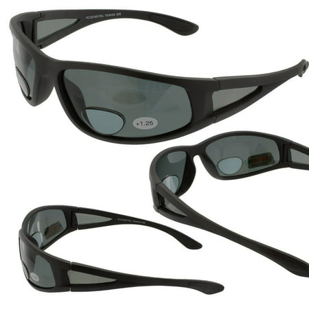 Ragged Grey Polarized Bifocal Sunglasses Magnifier Readers 1.25, plastic frame, plastic lens, polarized bifocal sun reader By Shades4less4u