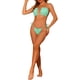 thumbnail image 2 of INSPIRAR CHIC Conjuntos de Bikini de Ropa de Mujer con Volantes y Pliegues, 2 Piezas, Bikini de Corte Alto con Lazos Lateral, Trajes de Baño Grande Verde Turquesa, 2 of 4