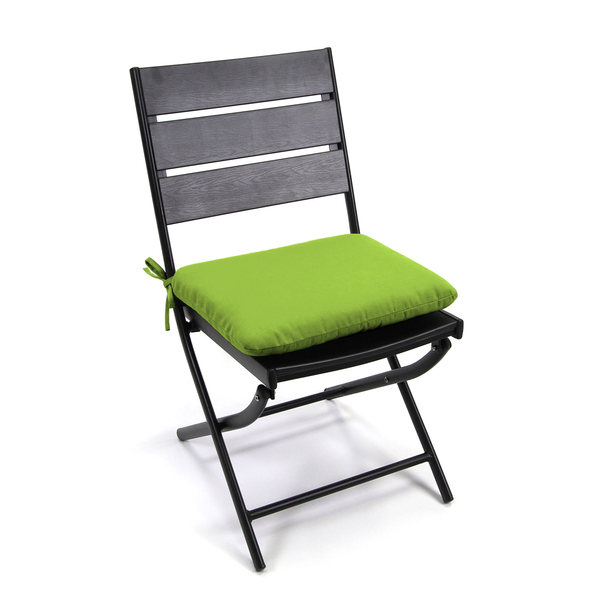 Jordan Manufacturing 20.25" x 20.75" Greenery Lime Green Solid Square Outdoor Chair Pad Seat Cushion with Ties