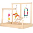 thumbnail image 2 of Parque infantil para loros, soporte de madera maciza para pájaros, jaula para mascotas, percha, suministros de entrenamiento para ejercicios, 2 of 5
