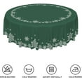 thumbnail image 3 of Christmas Round Tablecloth 70 Inch Green and White Snowflakes Circular Table Cloth Washable and Reusable Fabric Table Cover for Kitchen Dining Winter Holiday Xmas New Year Party Decoration, 3 of 4
