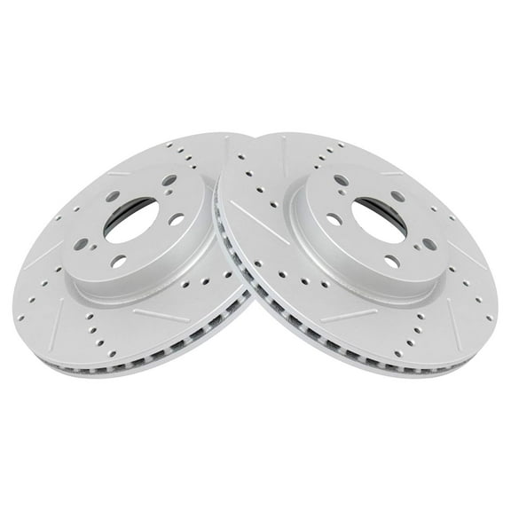 TRQ Front Performance Brake Rotors Set Premium G-Coated Cross Drilled & Slotted Fits Select 2009-2010 Pontiac Vibe 2008-2014 Scion xD 2009-2019 Toyota Corolla 2009-2013 Matrix