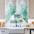 thumbnail image 2 of Swag Curtain Valances Turquoise Rose Swag Valances for Kitchen Windows Dreamy Petals Water Short Topper Curtains Valance Tier Pair for Kitchen Bedroom Living Room Bathroom 28"x36", 2 of 8