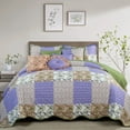 thumbnail image 3 of Home Soft Things 8-Piece Floral Plaid Patchwork Bedspread Set, Reversible & Soft - Pink - Queen (106" x 106"), 3 of 8
