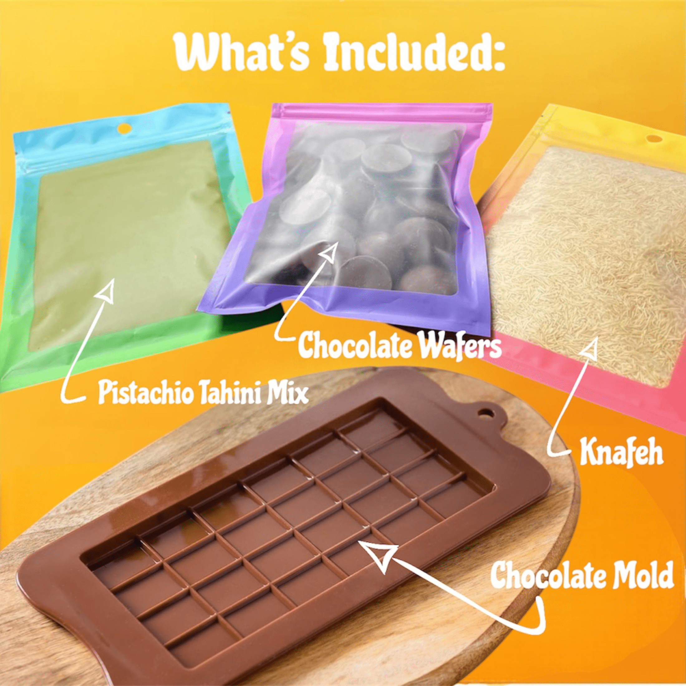 DIY Dubai Pistachio Chocolate Bar Making Kit Pistachio Butter, Knafeh/Phyllo Dough, Chocolate Incuded Complete Set (Makes 2 bars)
