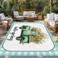 thumbnail image 2 of Hello Spring Outdoor Rug for Patio/Deck/Porch, Non-Slip Large Area Rug 5 x 8 Ft, Easter Flowers Green Truck Floral Blue Plaid Indoor Outdoor Rugs Washable Area Rugs, Camping Rug Carpet Runner, 2 of 8