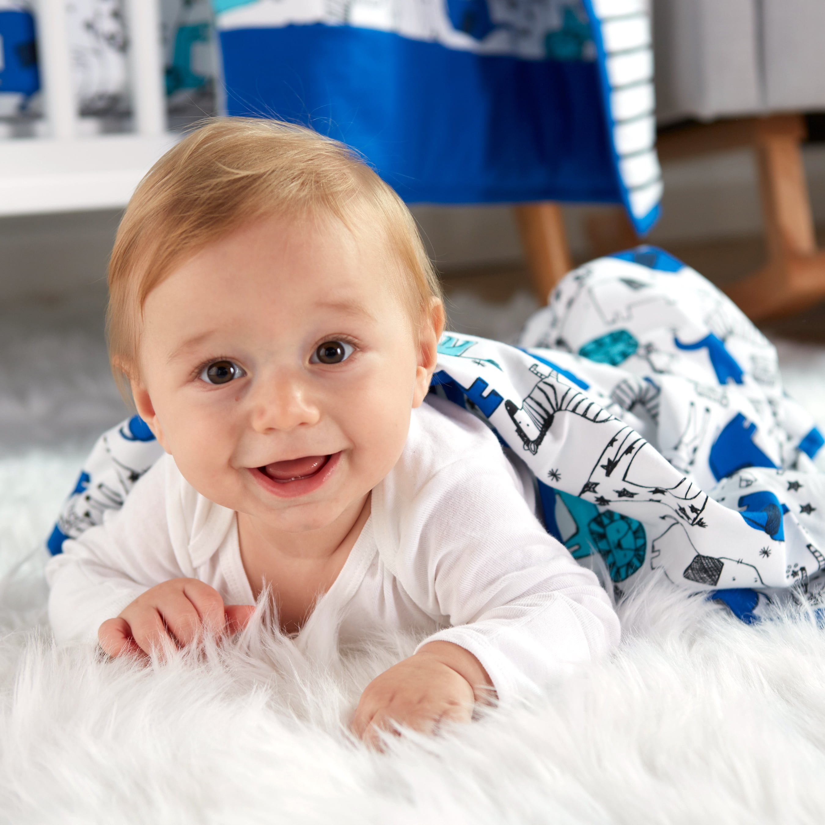 Little Star Organic 100% Pure Organic Cotton Receiving Blanket, 2 Pk, Blue-Modern Safari