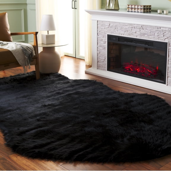 Safavieh Faux Sheep Skin Jadyn Animal Area Rug, Black, 6' x 9'