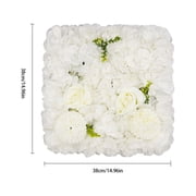 Miumaeov Artificial Roses Flower Panels Silk Fabric Floral Wall Backdrop Mats for Wedding Engagement Party Event Decor 15x15 White 12PCS
