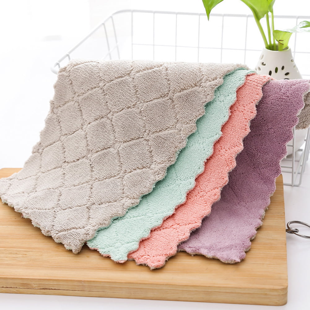 10Pcs Super Absorbent Microfiber Kitchen Dish Cloth Household Cleaning Towel 