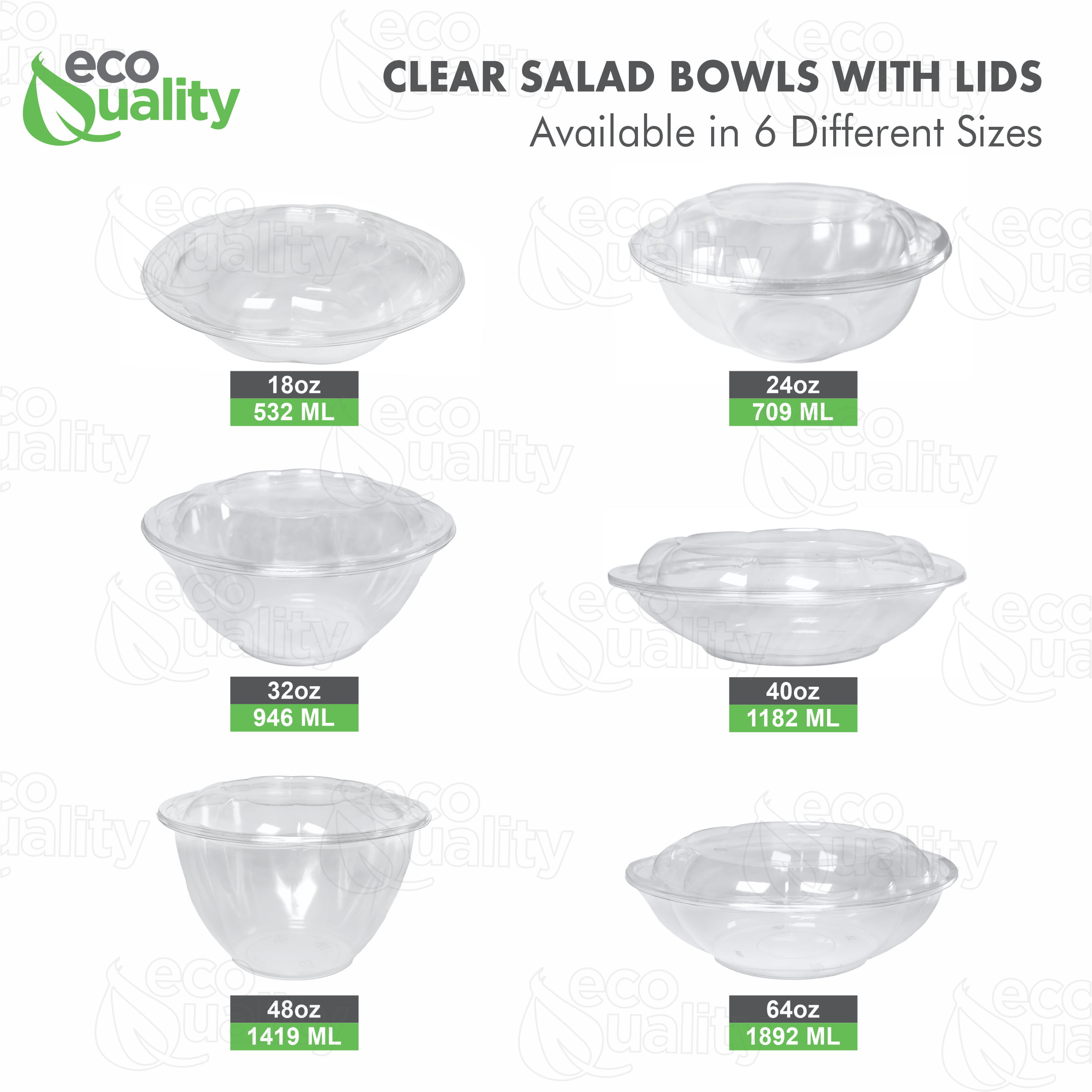 Restaurantware Large Plastic Salad Bowl, Cold Salad Bowl - Durable Pet Plastic - Clear - Use in-house or for To-Go - 21 oz - 200ct Box 