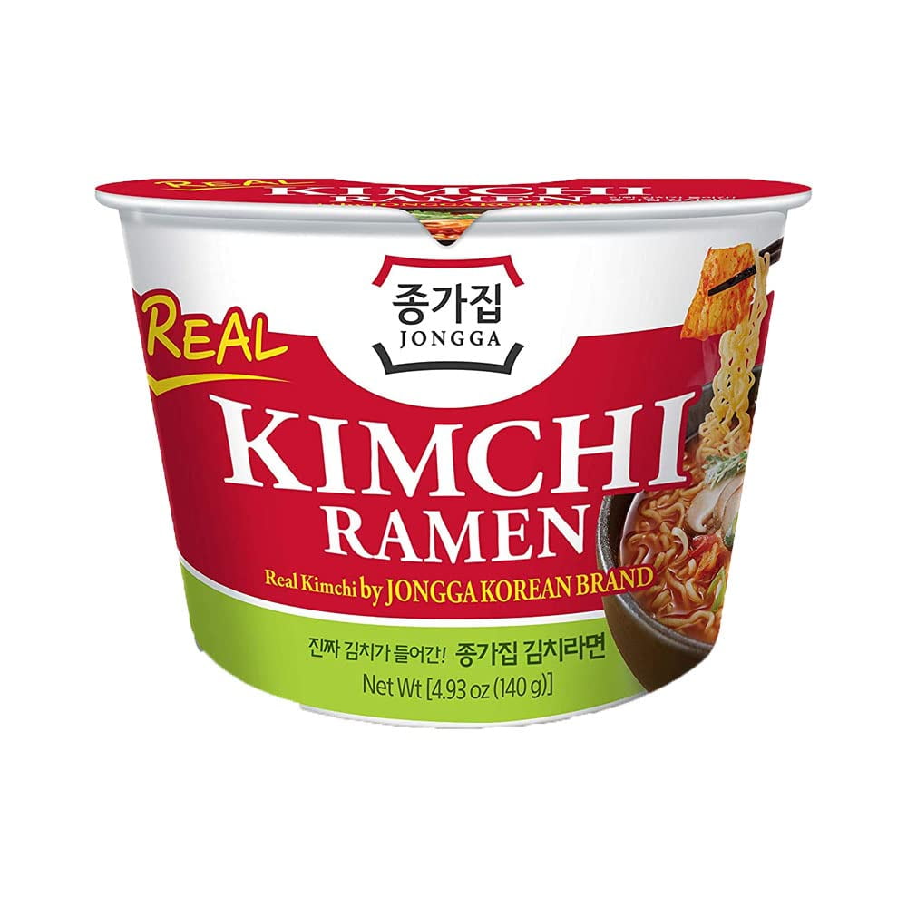 [Pack of 6] Jongga Korean Kimchi Ramen(noodle soup) Bowl with Real