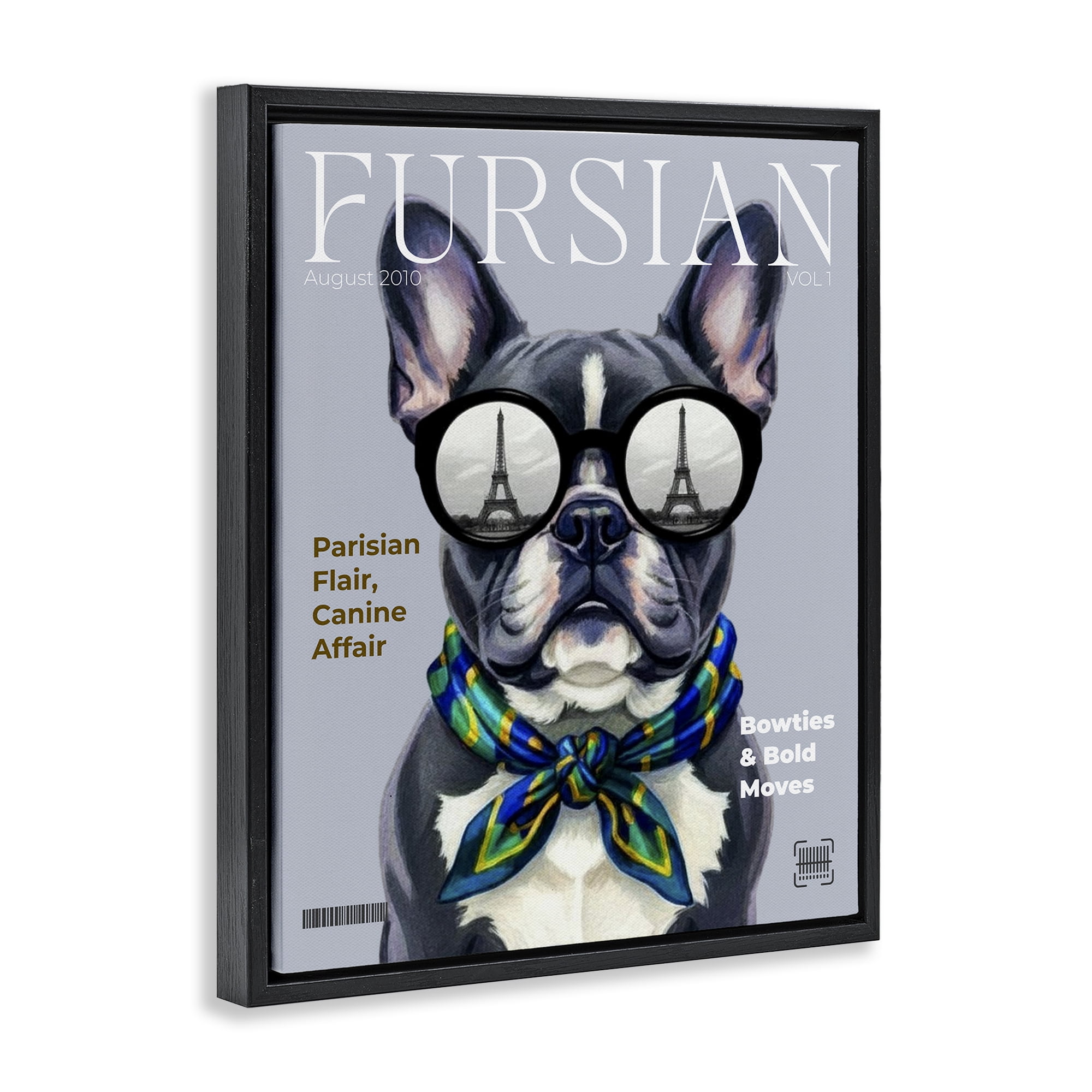 Stupell Industries Fursian Dog Fashion Magazine Black Framed Floater Canvas Wall Art, design by A Barefoot Stylist