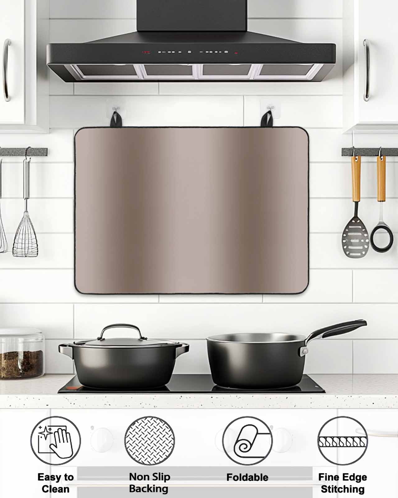 Stove Top Covers for Electric Stove, Brown Ombre Glass Stovetop Cover Protector, Modern Abstract Art Farmhouse Gradient Induction Cooktop Protector Oven Mat for Kitchen Countertop 24"x21"