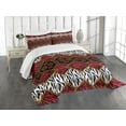 thumbnail image 3 of Ambesonne African Quilted Bedspread Set 3 Pcs, Wildlife Animal Skin, Queen Size, Brown and Red, 3 of 5