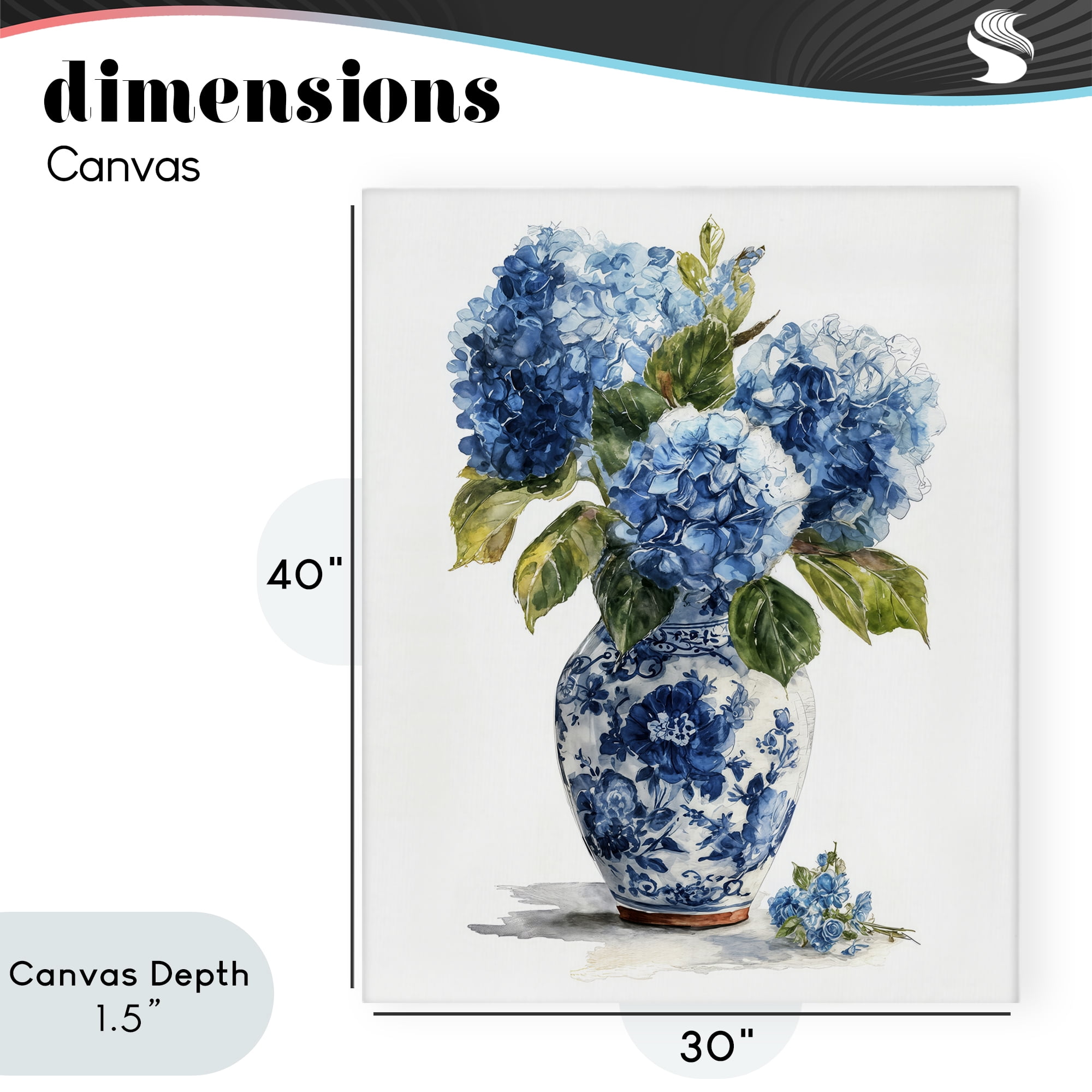 Stupell Industries Porcelain Vase with Hydrangea Bouquet Canvas Wall Art, design by Imagine It Images